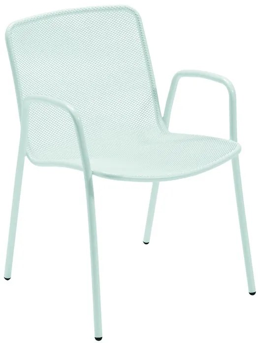 Sedia da giardino in acciaio con braccioli Volta OASI BY EMU, seduta in acciaio bianco