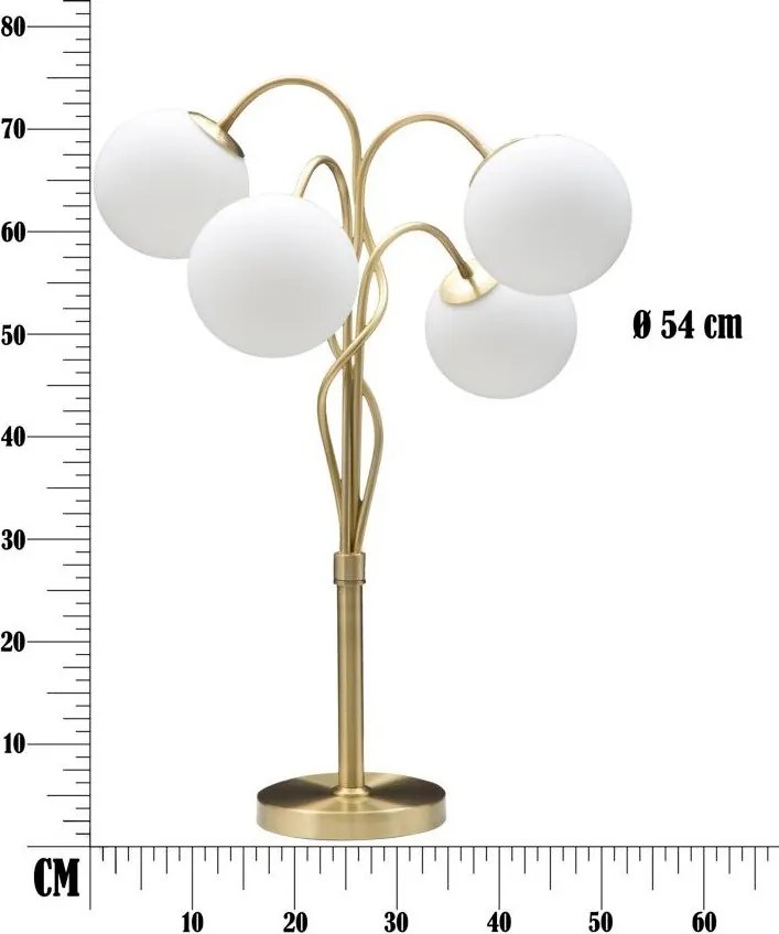 Lampada da tavolo bianca/dorata con paralume in vetro (altezza totale 74 cm) Glamy – Mauro Ferretti