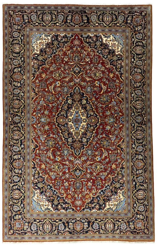 Kashan Tappeto 140 x 220 Rosso (Iran) Annodato A Mano