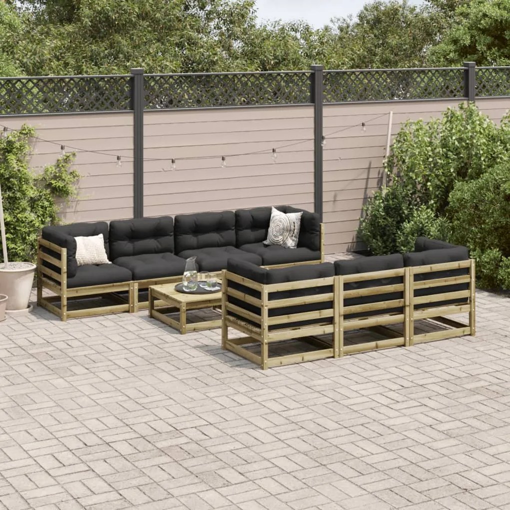 Set divani da giardino 8pz con cuscini legno impregnato di pino