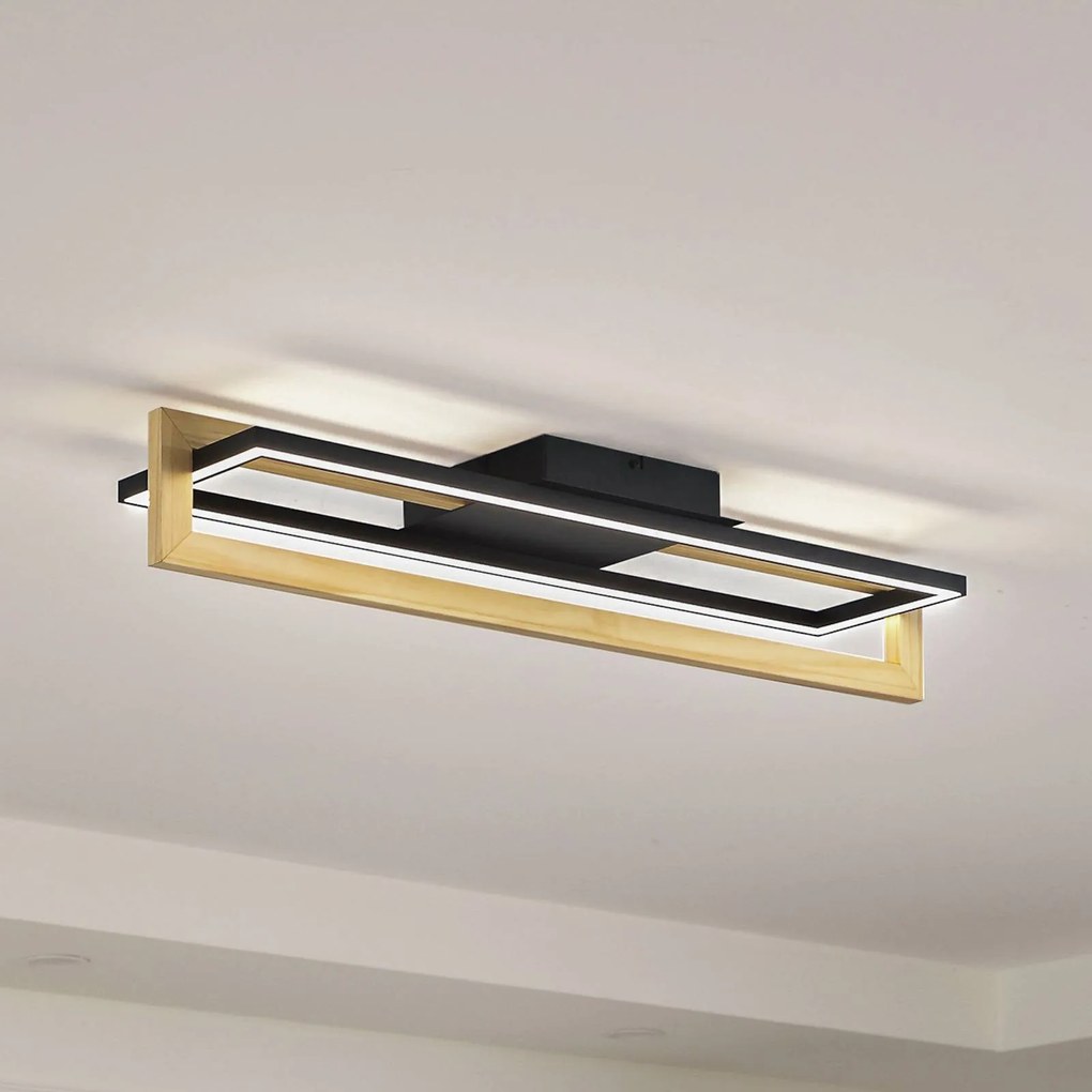 Plafoniera a LED Holamu Lindby, Nero, Soggiorno / Sala da pranzo, Alluminio, Moderno, Plafoniera LED