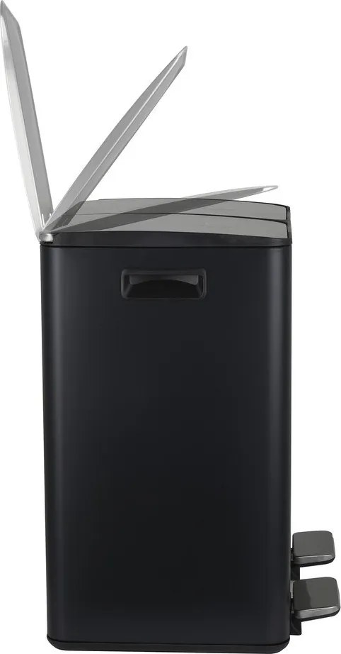 Cestino per la spazzatura nero opaco in acciaio per raccolta differenziata/con pedale 2x20 l Aliya – Spirella