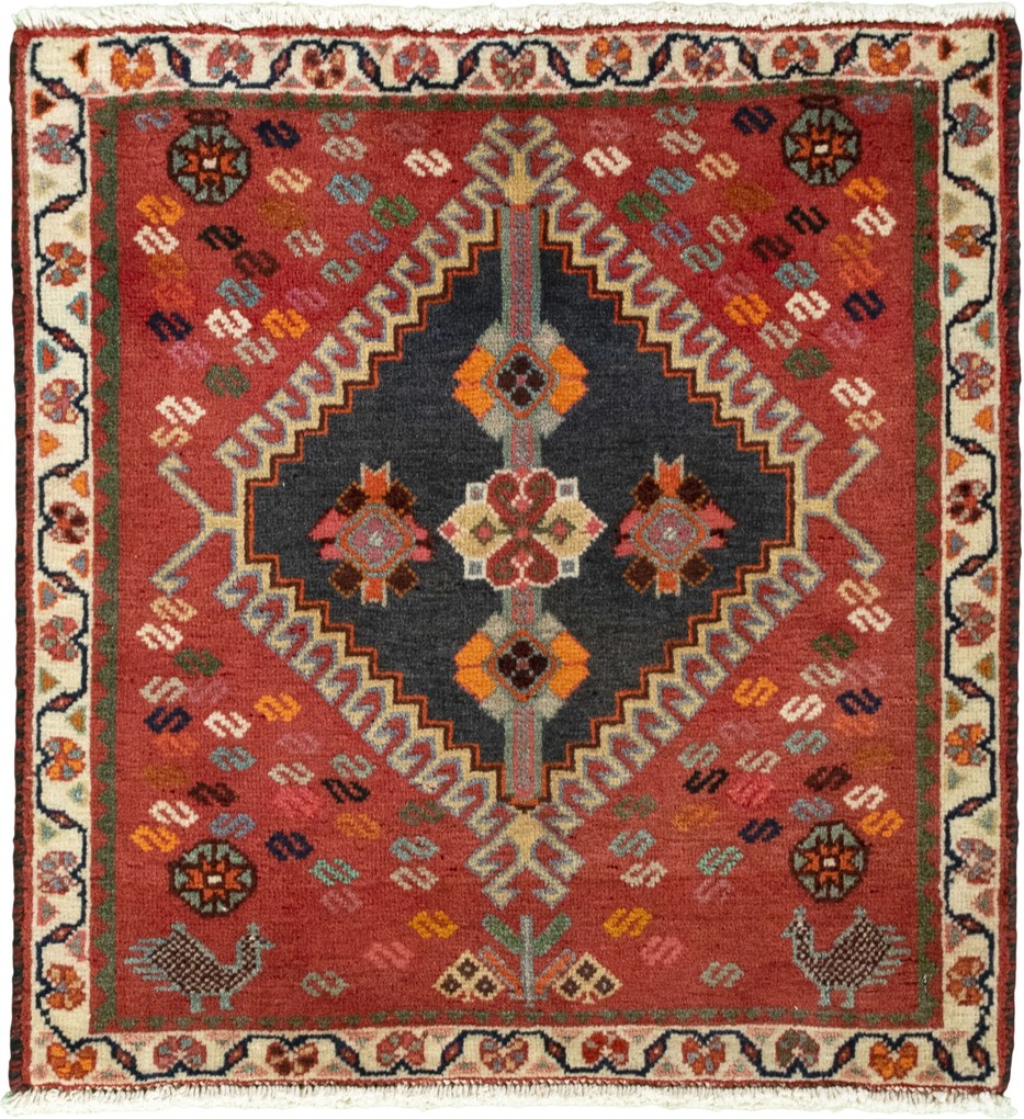 Shiraz Tappeto 70x70 Rosso (Iran) Annodato A Mano