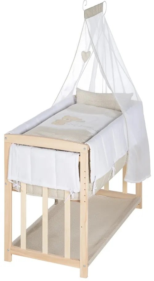 Culla in colore naturale con spazio per riporre oggetti e baldacchino 90x45 cm Liebhabär - Roba