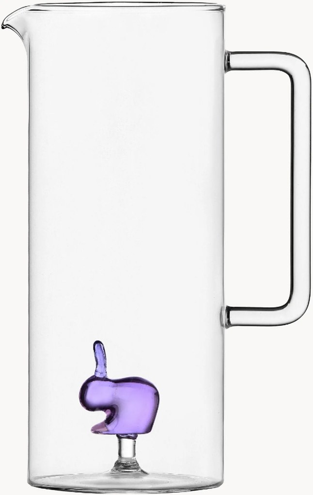Caraffa in vetro borosilicato fatta a mano Rabbit, 1,1 L