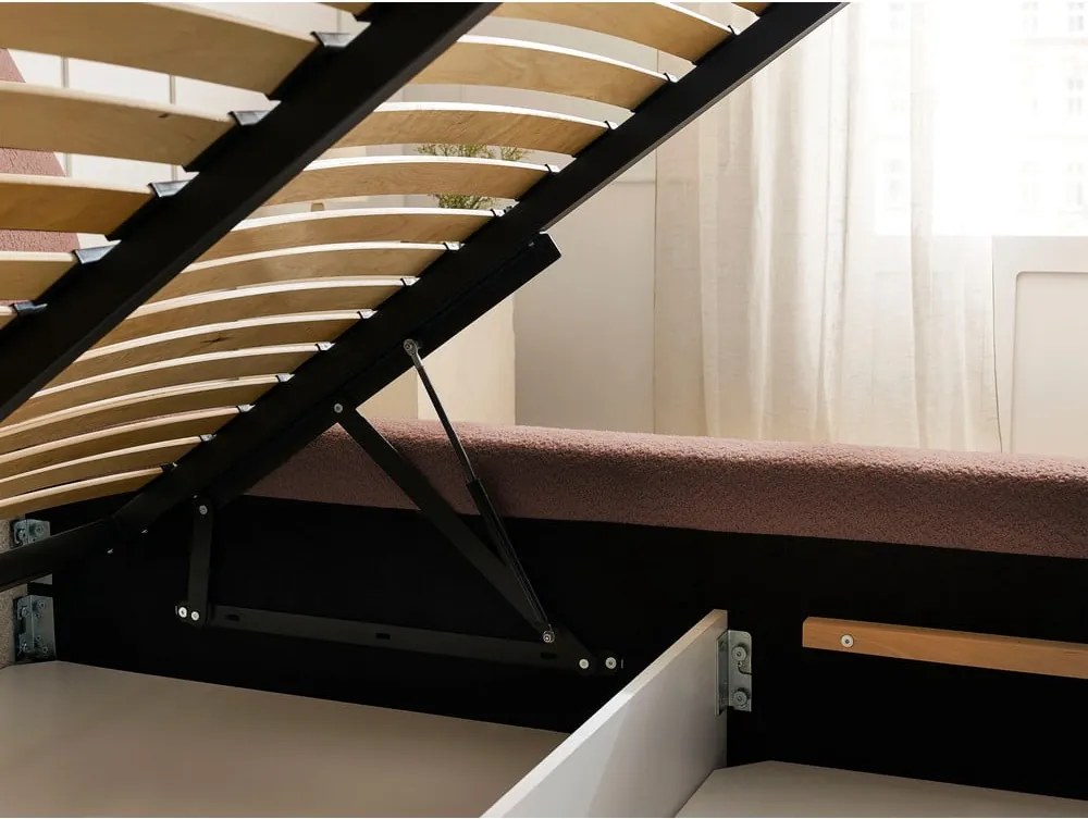 Letto matrimoniale arancione imbottito con spazio contenitivo con rete inclusa 180x200 cm Orlane – Bobochic Paris