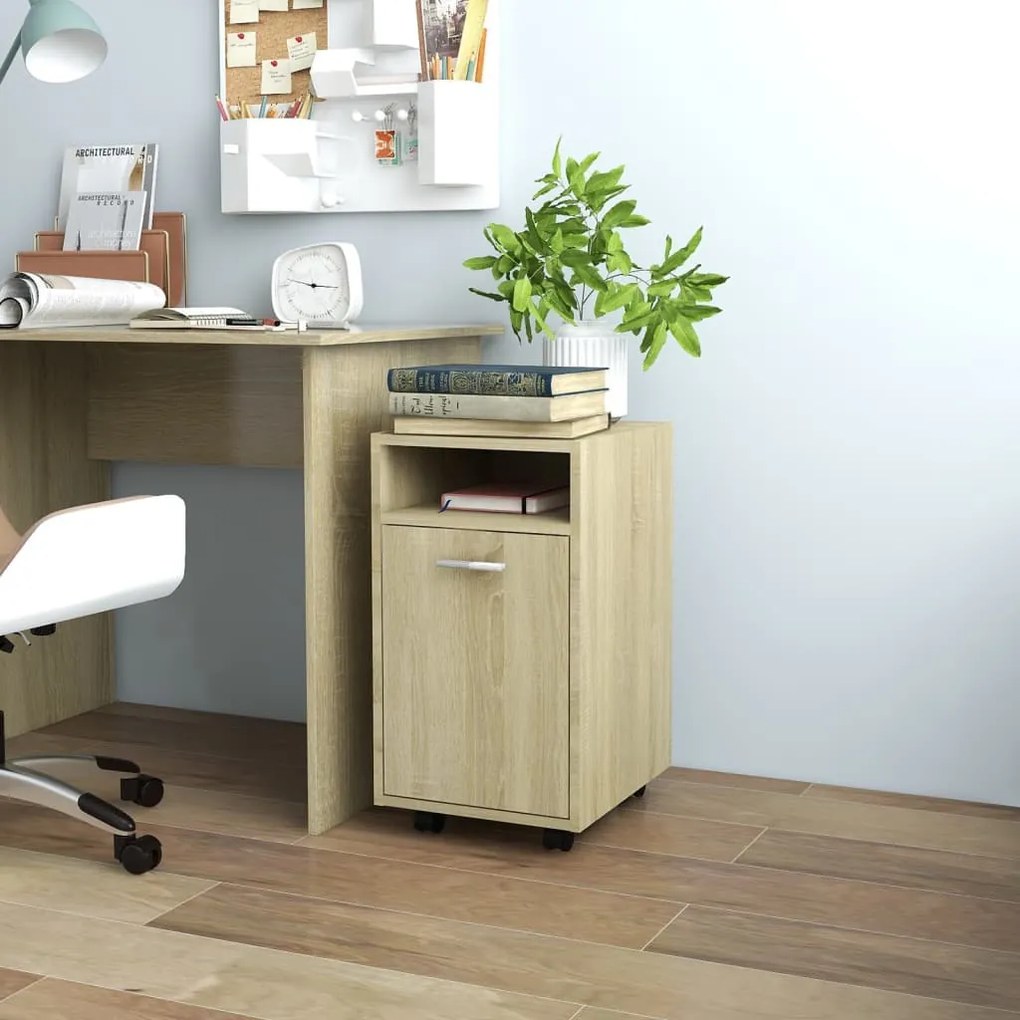 Credenza Con Ruote Rovere Sonoma 33x38x60 Cm Legno Multistrato /