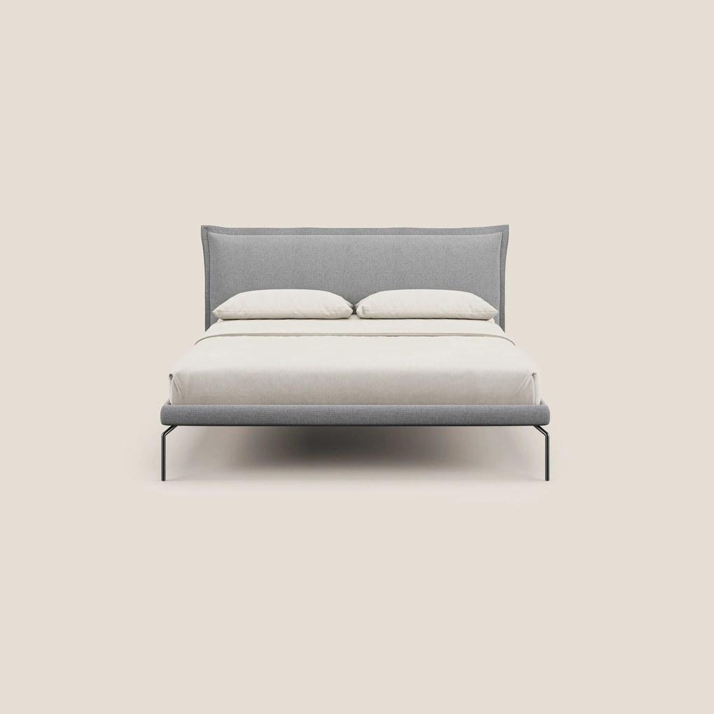 Eric letto imbottito design minimal in morbido tessuto impermeabile T14 grigio chiaro