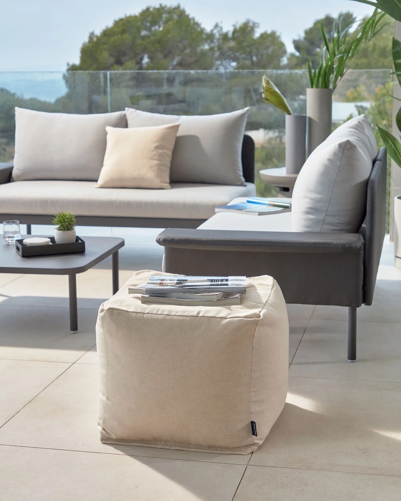 Kave Home - Pouf quadrato Nedra 50 x 50 cm beige
