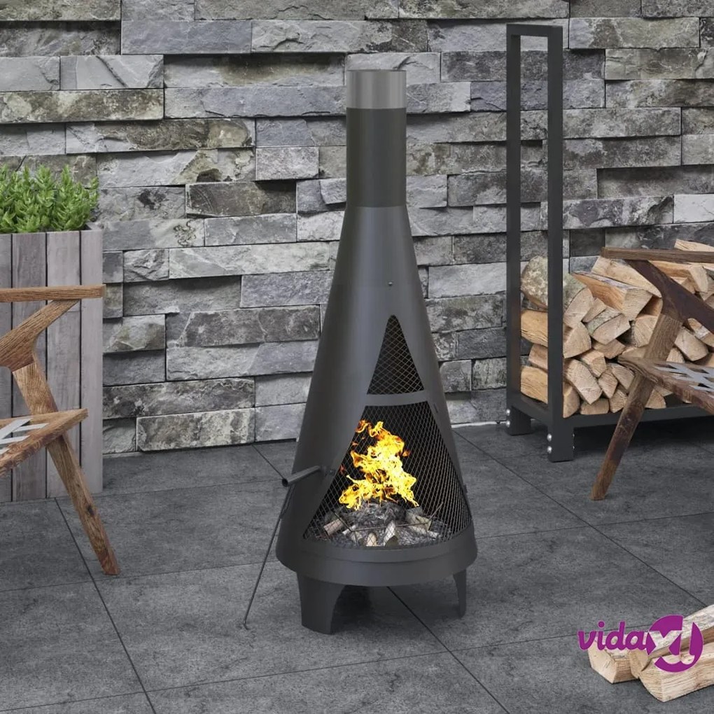 vidaXL Stufa da Giardino con Attizzatoio 45x45x122 cm in Acciaio