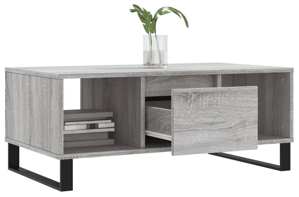 Tavolino salotto grigio sonoma 90x50x36,5 cm legno multistrato