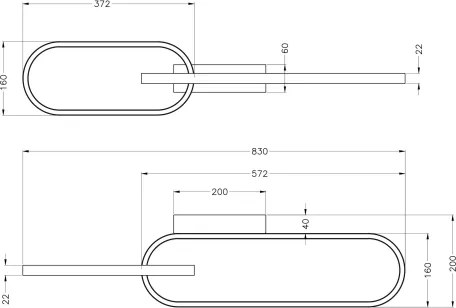 Zuma Line C241145502A - Plafoniera LED RAVON 2xLED/24W/230V nero/oro
