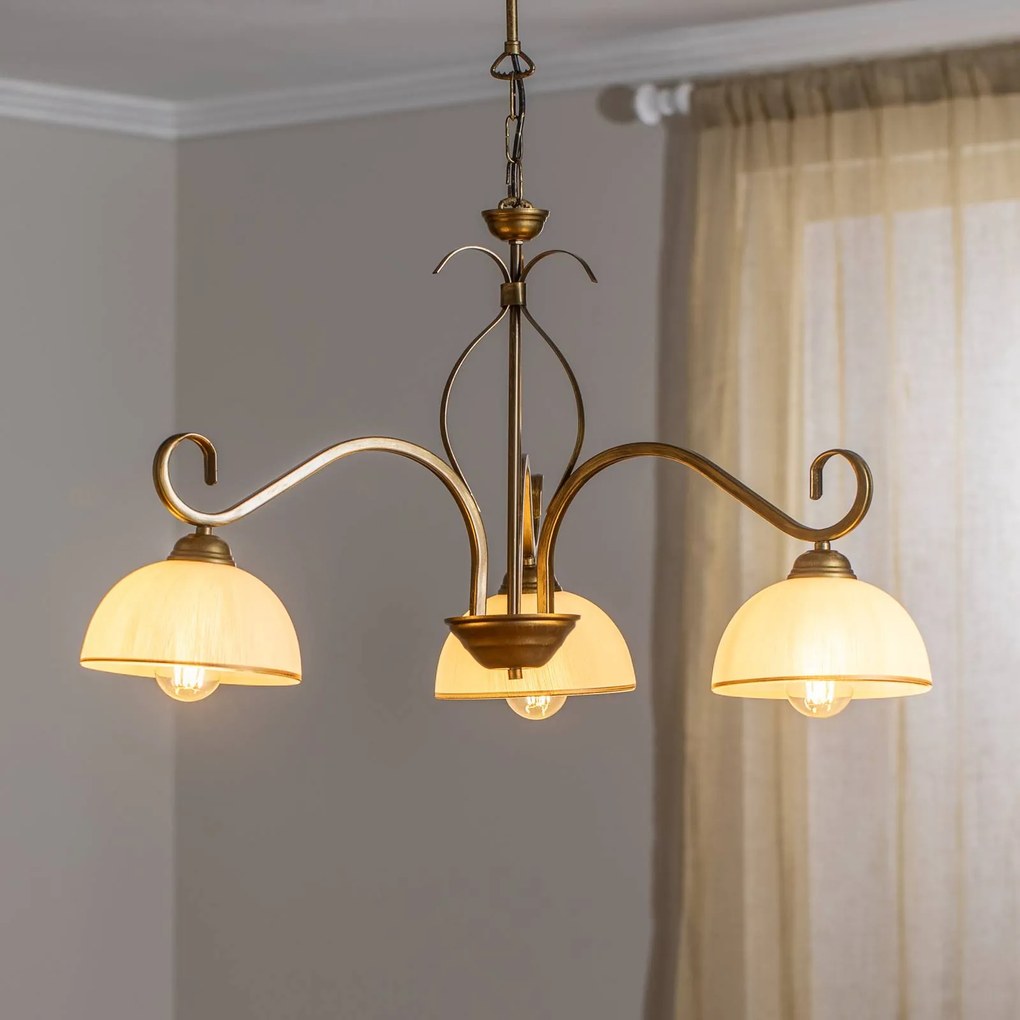 EMIBIG LIGHTING Lampada a sospensione Wivara 3, 3 luci, oro