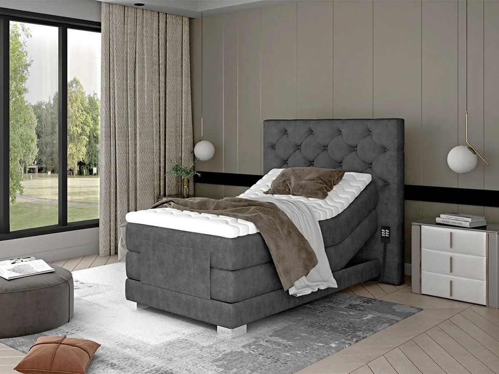 Letto motorizzato singolo boxspring Tokyo - Tessuto grigio