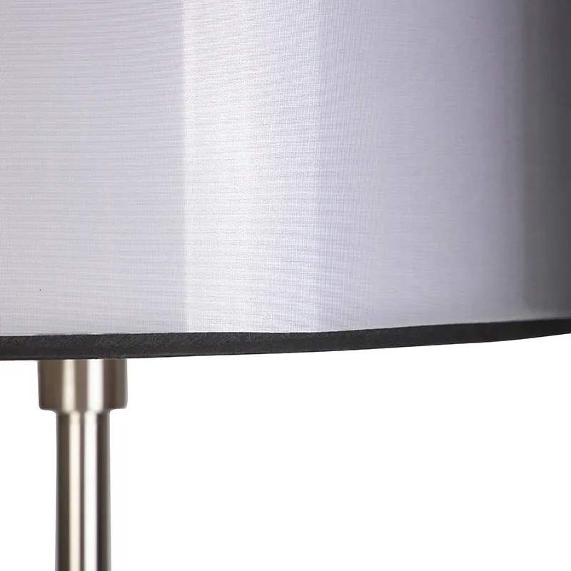 Lampada da terra di design in acciaio con paralume bianco e nero 47 cm - Simplo
