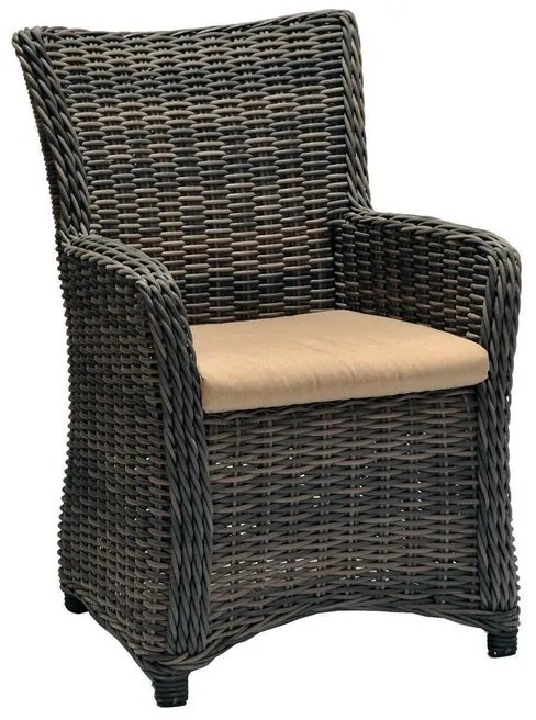 Poltrona da giardino con cuscino Australia con braccioli in alluminio, seduta in rattan naturale marrone L 65.4 x H 95 cm