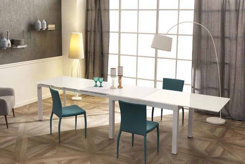 Tavolo rettangolare allungabile 120 x 75 Top bianco extrawhite e gambe bianche - Executive