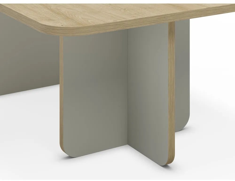 Tavolino da salotto in verde chiaro/di colore naturale con piano effetto rovere 56x100 cm Hillary – Marckeric