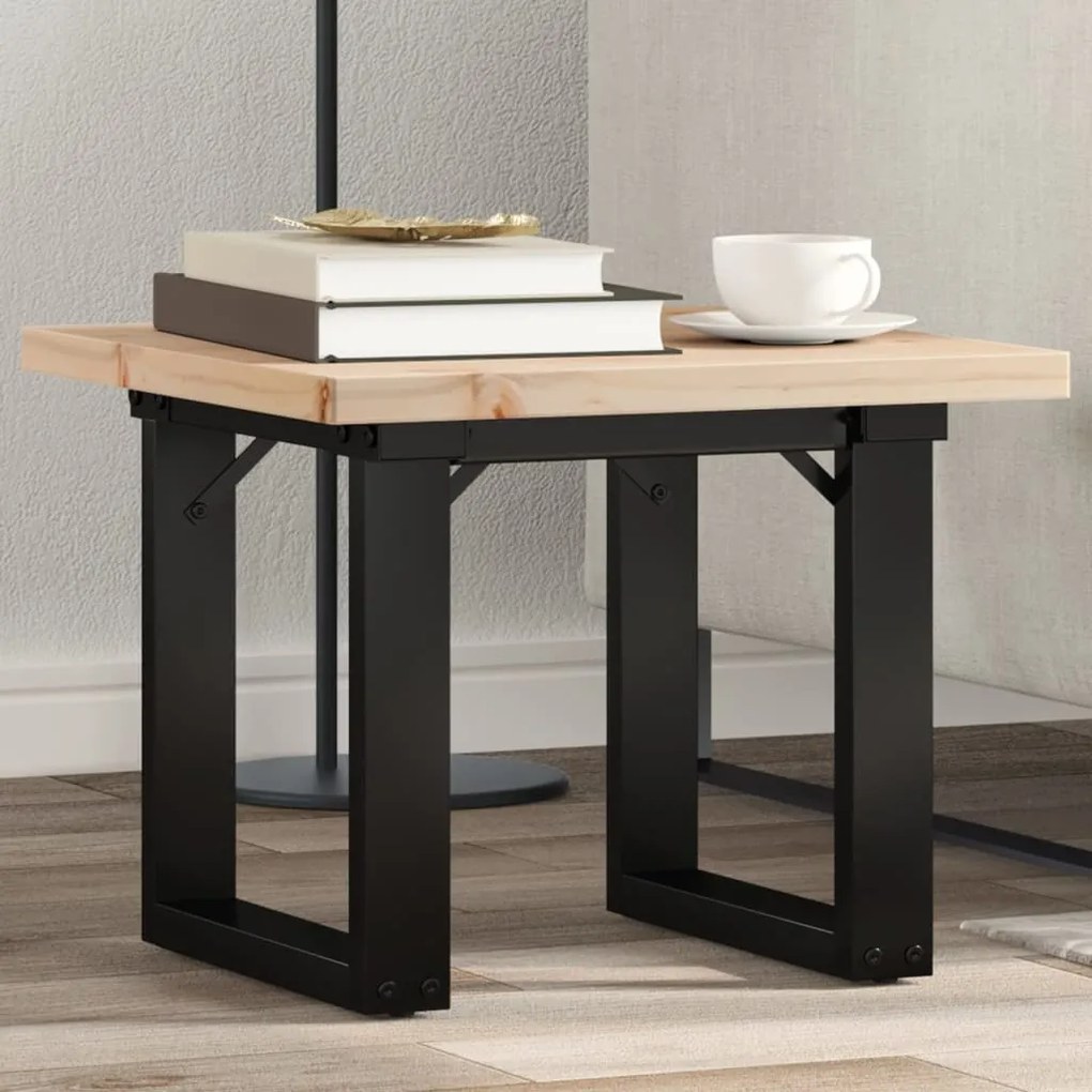 Tavolino Salotto Telaio A O 50x50x35,5cm Legno Pino E Acciaio /