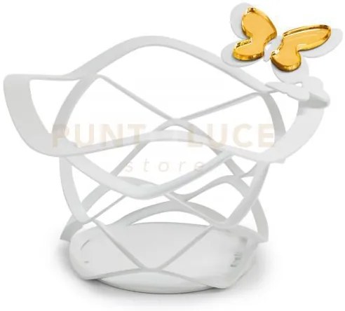 Cestino butterfly decorato bianco in ferro e polimetilmetacrilato  ...