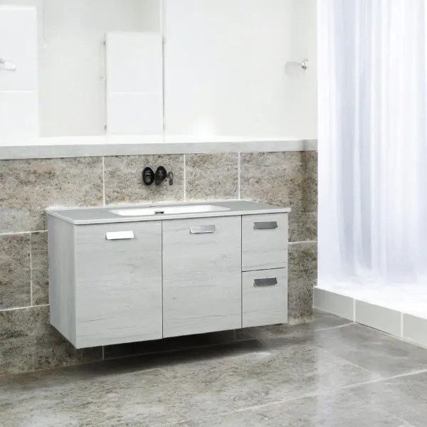 Mobile da bagno sospeso base lavabo 101 cm a 2 ante e 2 cassetti ANGELA2 Quercia Bianco