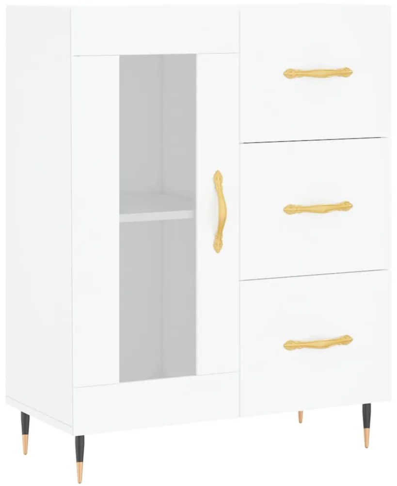 Credenza bianca 69,5x34x90 cm in legno multistrato