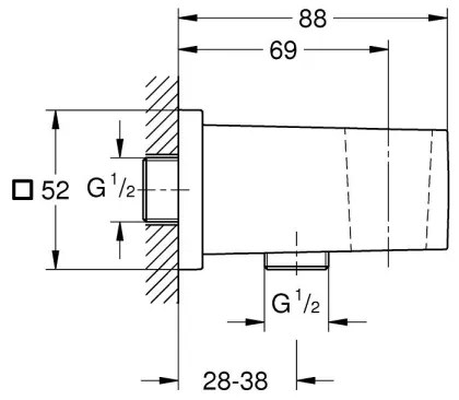 GROHE 26370AL0 - EUPHORIA CUBE Raccordo a gomito da parete DN 15 Grafite