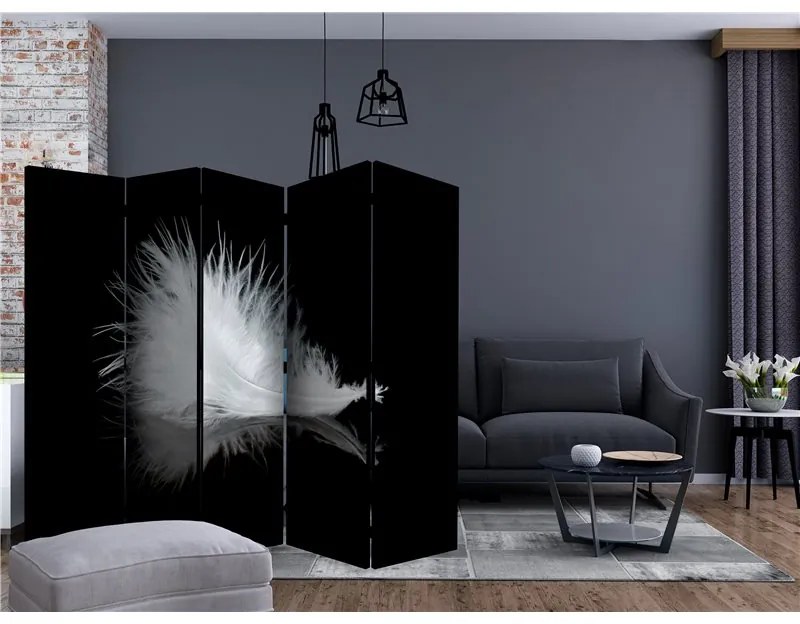 Paravento  White feather II [Room Dividers]  Colore bianco e nero, Dimensioni e Misure 225x172