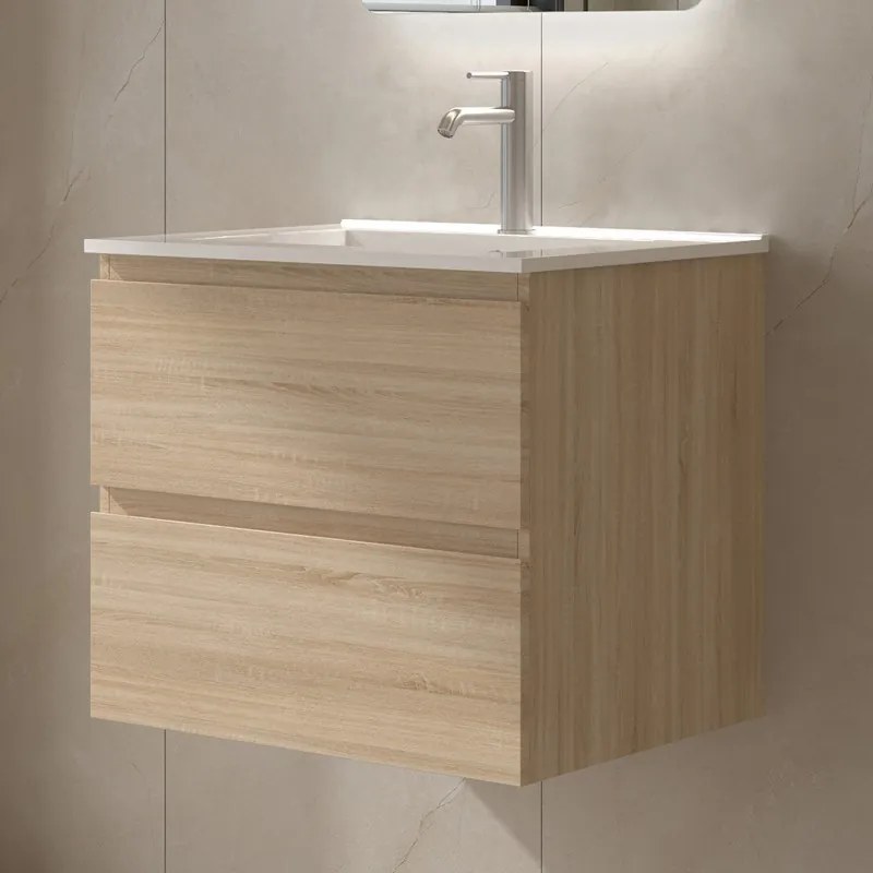 Mobile bagno 60 con lavabo integrato legno chiaro | KAM-HR60 - KAMALU