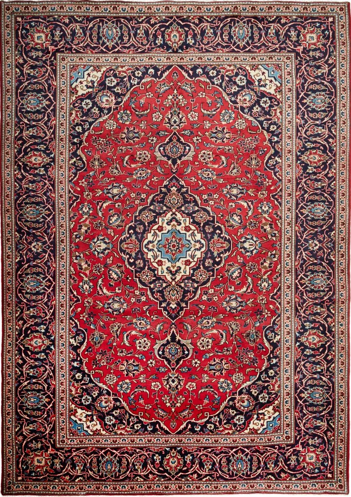 Kashan Tappeto persiano 340x250 Blu (Iran) Annodato A Mano