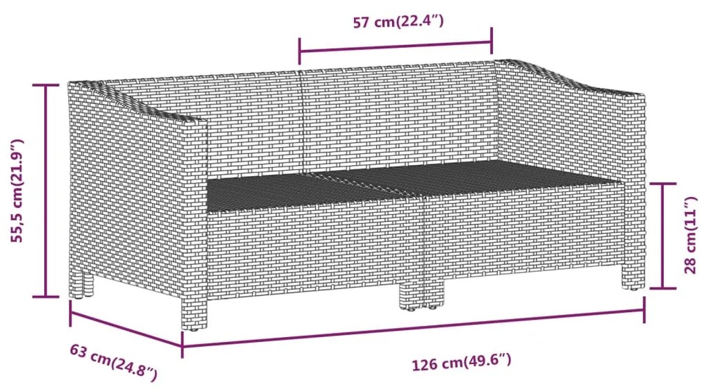 Set Divani da Giardino 7 pz con Cuscini in Polyrattan Grigio