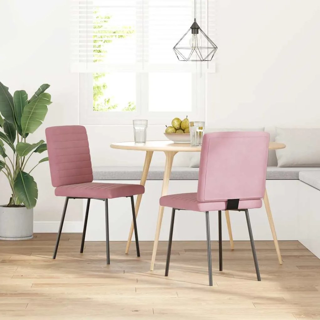 Sedie Da Pranzo 2 Pz Rosa İn Velluto /