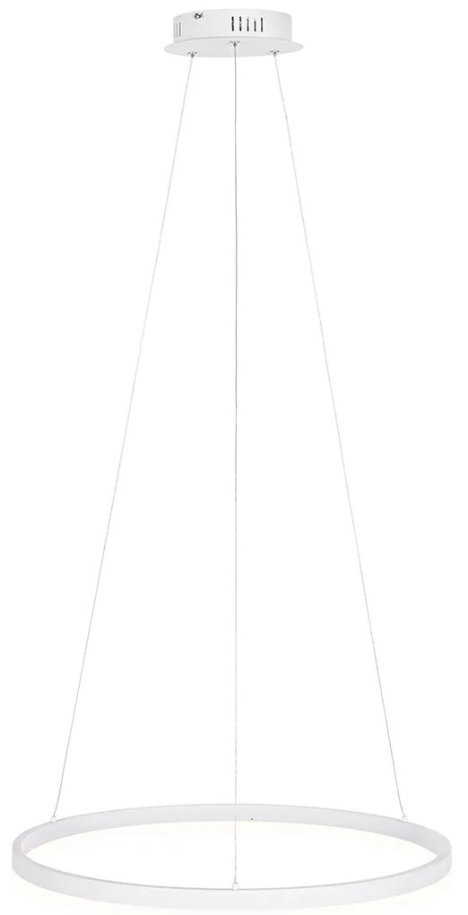 Lampada a sospensione di design bianca 60 cm con LED dimmerabile a 3 livelli - Anello