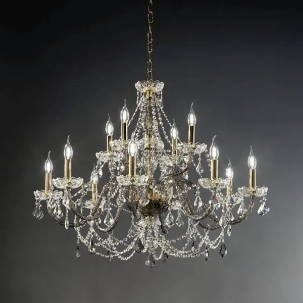 Lampadario a sospensione OPERA 100 cm in vetro lavorato a mano 12 LUCI FUMČ