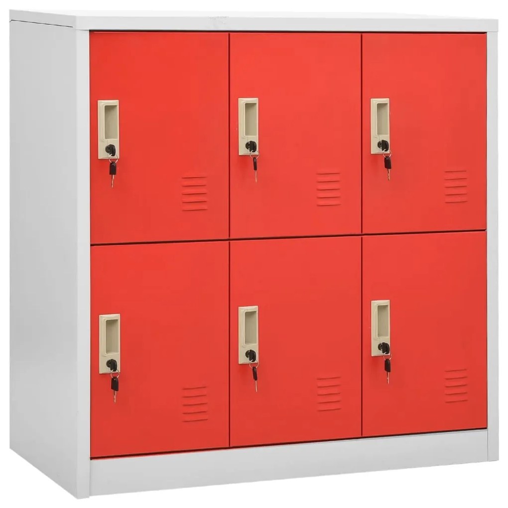 Armadietto A Chiave Grigio Chiaro E Rosso 90x45x92,5 Cm Acciaio /