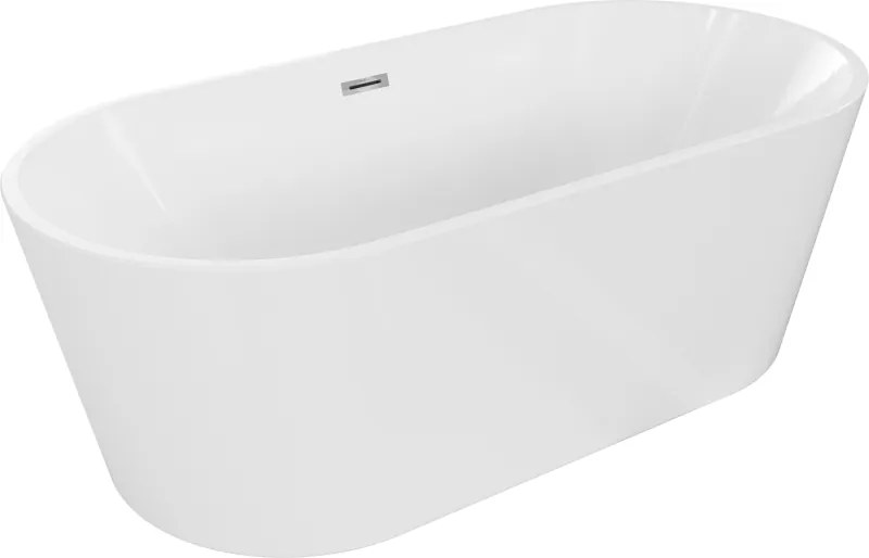 Mexen Luna vasca da bagno autoportante 160 x 75 cm, bianca, troppopieno cromato - 52031607500-01