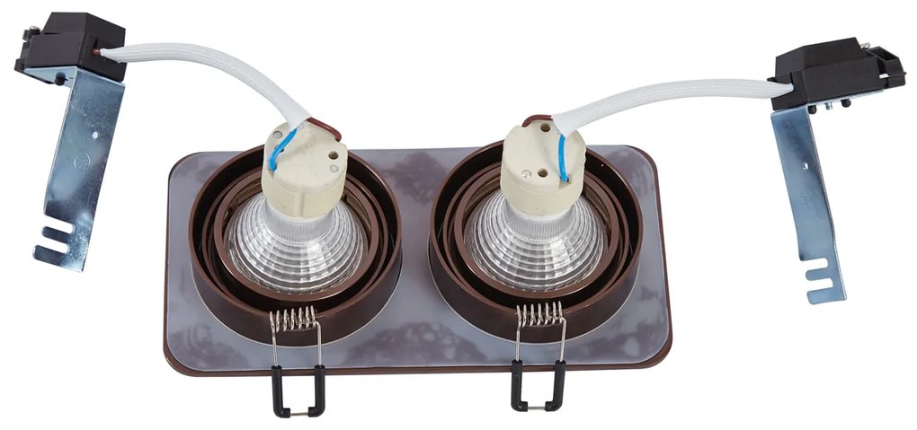 Faretto da incasso rotondo bronzo scuro GU10 50mm orientabile e inclinabile IP44 2 luci - Alberto