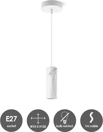 Lampadario a cavo SAGA 1xE27/40W/230V marmo