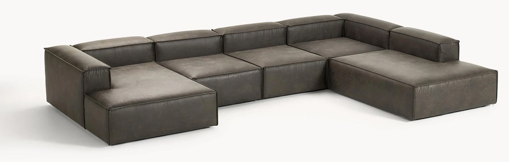 Divano XL componibile in pelle riciclata Lennon