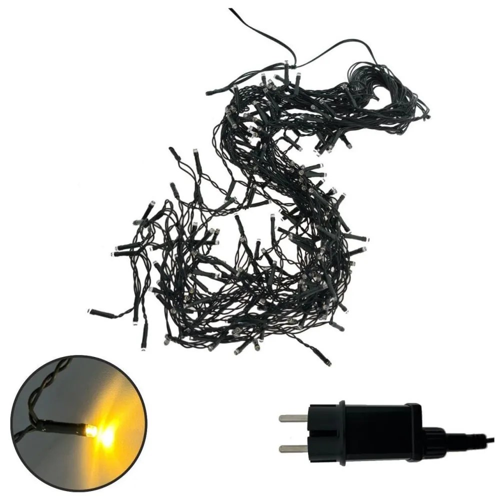 Catena luminosa LED natalizia da esterno 200 LED/230V 7,6 m IP44 nera