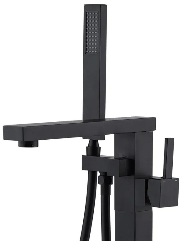 Miscelatore vasca freestanding a pavimento nero opaco quadrato