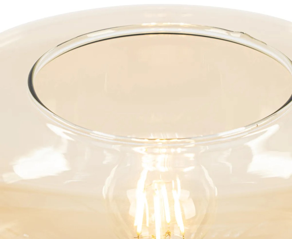 Lampada da terra Art Déco nera con vetro ambrato - Bizle
