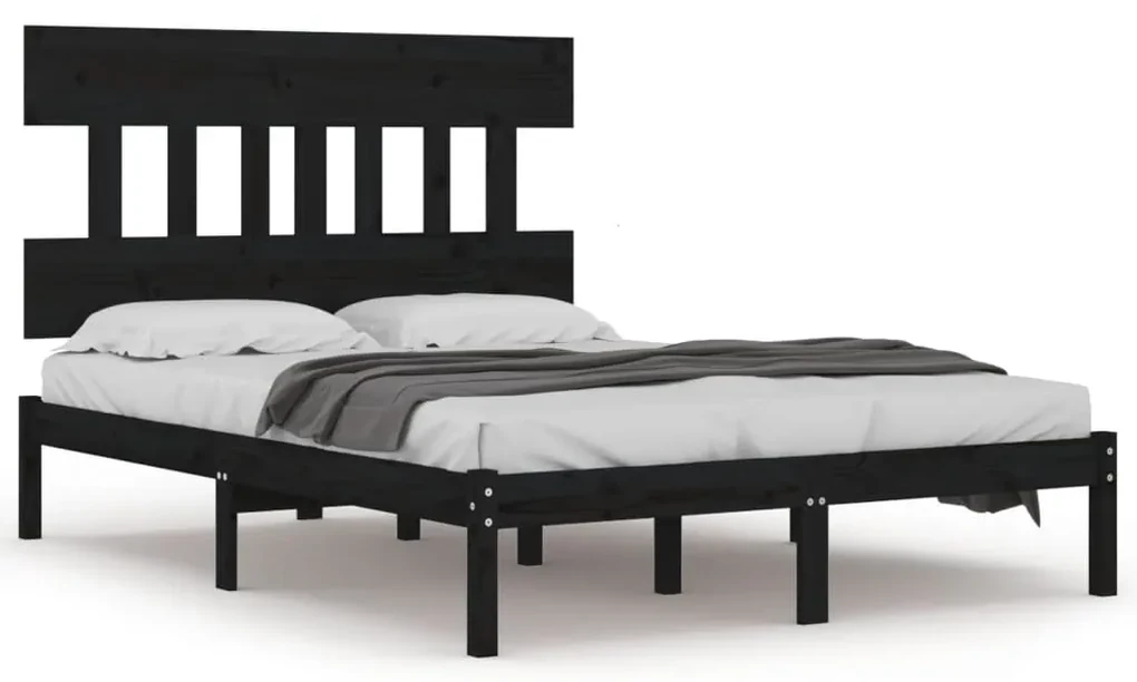 Giroletto nero in legno massello 150x200 cm 5ft king size