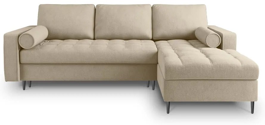 Divano letto angolare beige, angolo destro Santo - Milo Casa