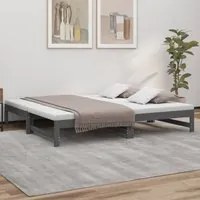 Dormeuse Estraibile Grigia 2x(90x190) cm Legno Massello di Pino cod mxl 54388