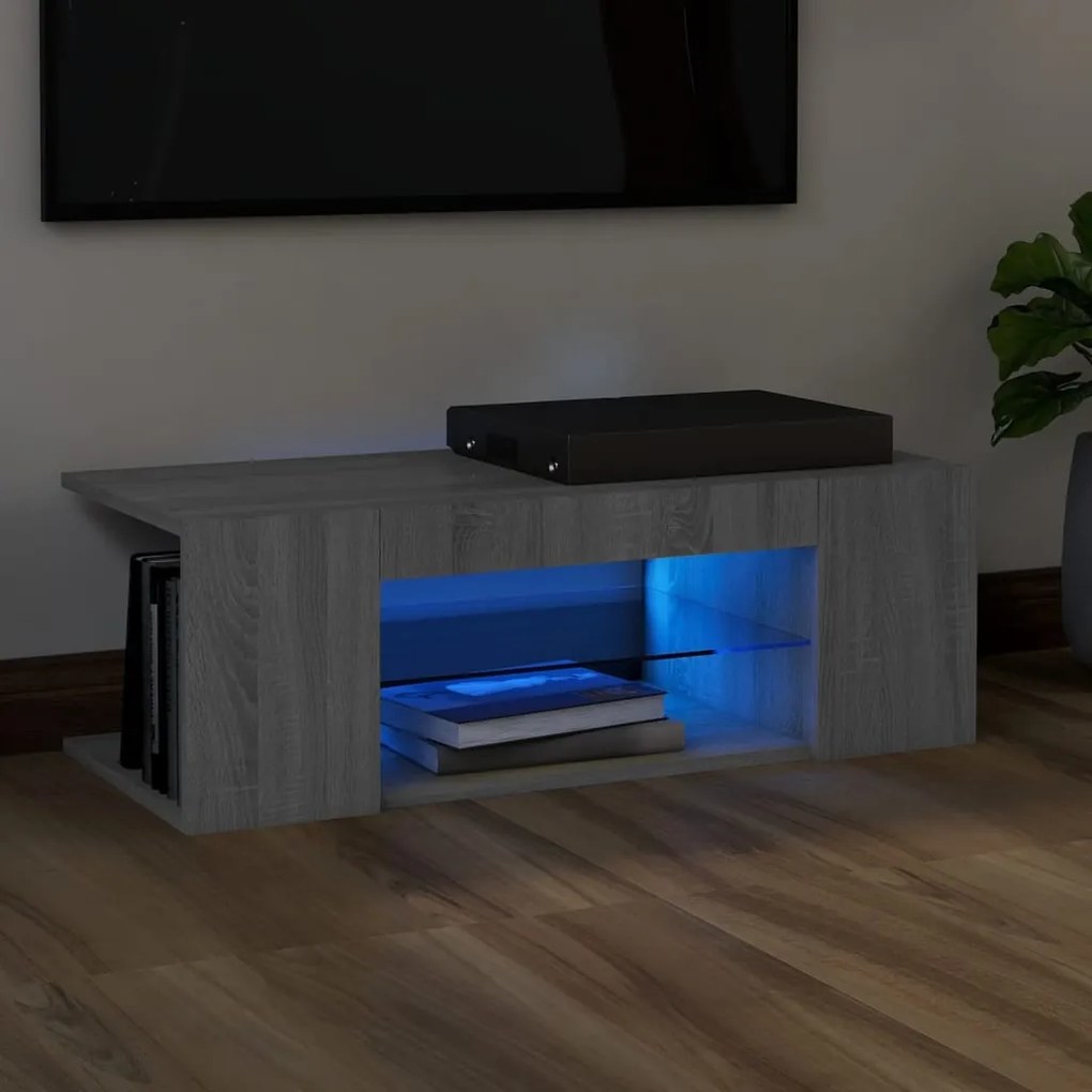 Mobile Porta Tv Con Luci Led Grigio Sonoma 90x39x30 Cm /