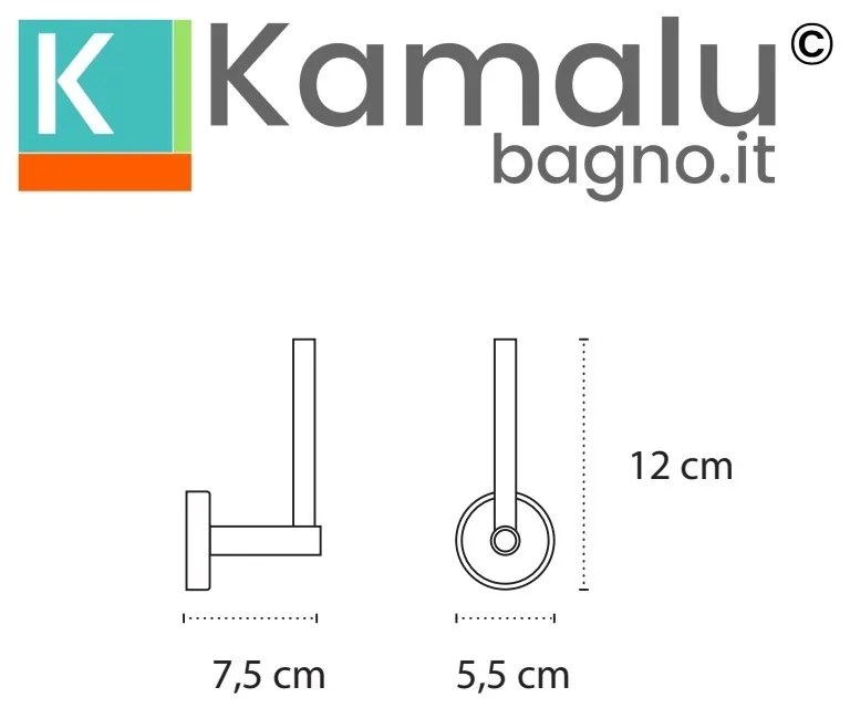 Kamalu - Portarotolo verticale in acciaio inox lucido e dettagli in abs bianco | NICO-B