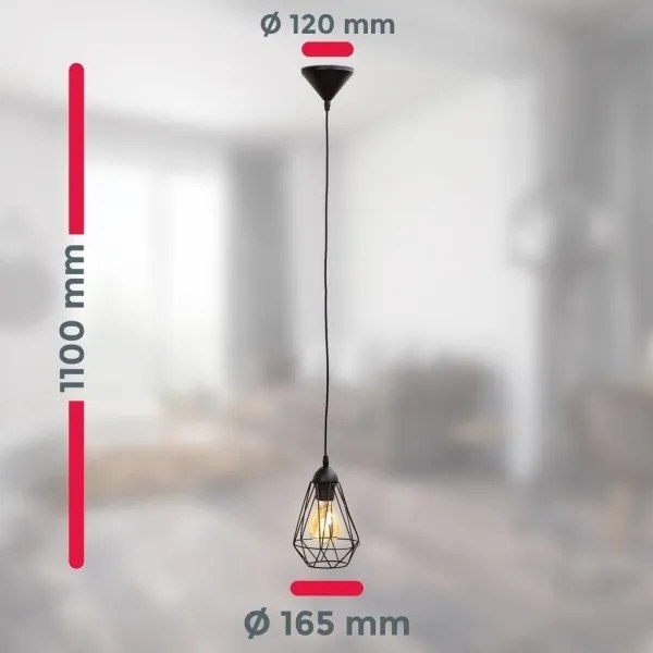 Lampadario LED su cavo 1xE27/6,5W/230V 2500K nero