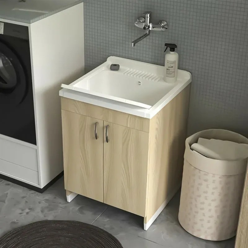 Mobile lavatoio 60x50 cm olmo in kit di montaggio con vasca e asse Ikaro