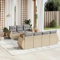 Set Divano da Giardino 8 pz con Cuscini Beige in Polyrattan 3224911